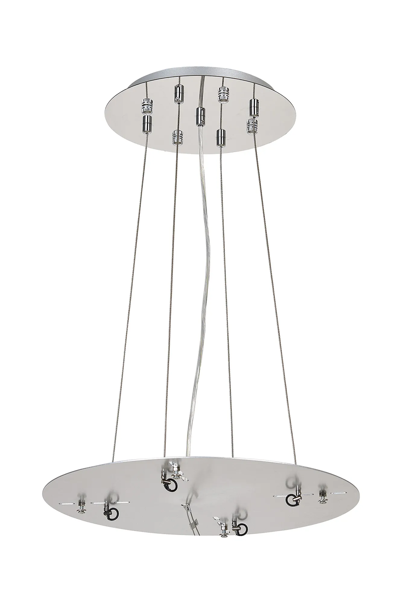 D0933CH/SI  Lowan 390mm, 3m Suspension Plate c/w Power Cable To Lower Flush Fittings, Polished Chrome/Silver Max Load 40kg (ONLY TESTED FOR OUR RANGE OF PRODUCTS)